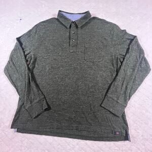 Faherty Long-Sleeve Field Knit Polo Heather Green Men’s Sz Lg
